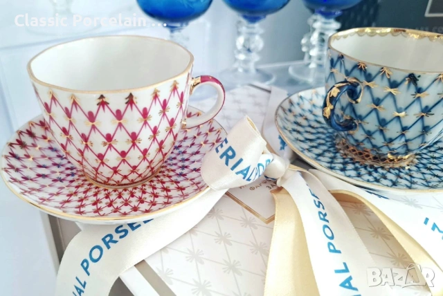 Комплект – луксозен порцелан Ломоносов, снимка 4 - Сервизи - 53108745