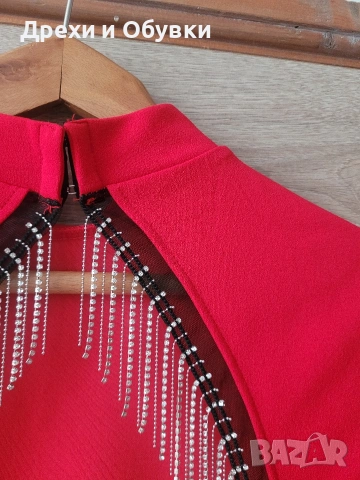 Официална червена рокля с гол гръб и камъни , снимка 6 - Рокли - 54074113