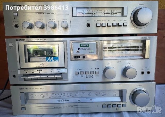 Интегриран стерео усилвател на Sharp модел SM-30. Усилвател Радио дек и Касетефон дек /СЕТ/, снимка 1