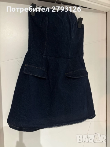 Дънкова рокля без презрамки , снимка 5 - Рокли - 52669674