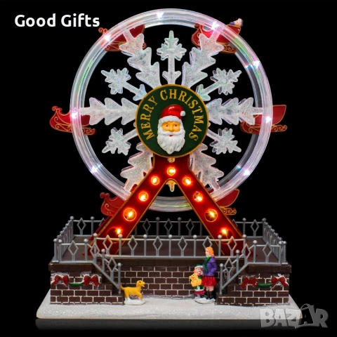 Коледно Виенско колело с музика и LED светлини – движеща се декорация с Дядо Коледа, снимка 2 - Декорация за дома - 52339487