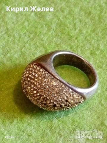 Прекрасен скъпоценен сребърен пръстен с ювелирно инкрустирани кристали тип бомбе 51821, снимка 9 - Пръстени - 52925179