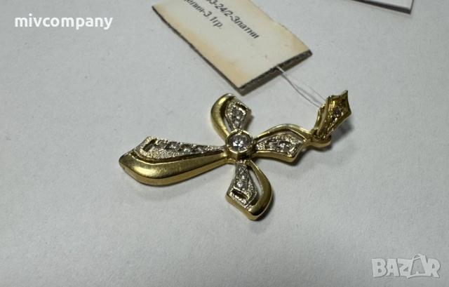 Златна висулка (кръст) 3.10гр., снимка 2 - Колиета, медальони, синджири - 53273098