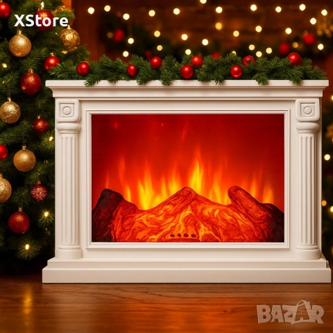 LED камина с ефект на тлеещи въглени – безопасна и стилна атмосфера у дома. Бяла/кафява, снимка 7 - Други - 52440136