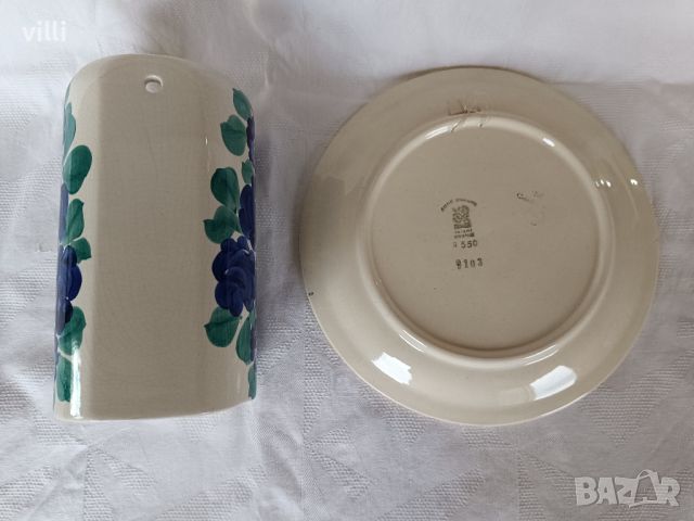 Комплект порцеланова чиния и свещник за стена, снимка 5 - Декорация за дома - 45567547