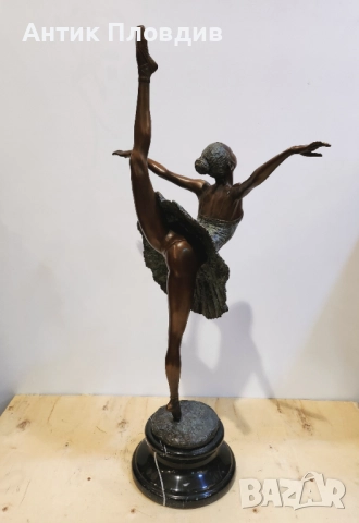 Голяма бронзова фигура на балерина, 66 см, снимка 6 - Декорация за дома - 52736761