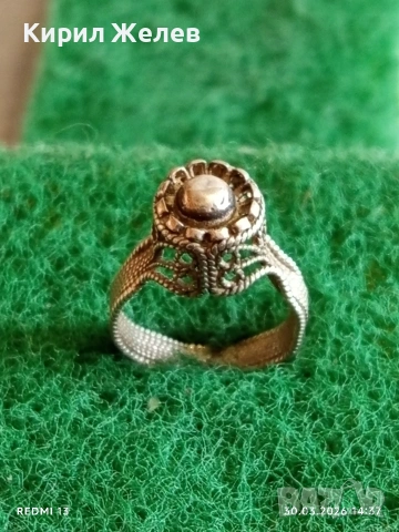Сребърен пръстен възрожденски стил филигранна изработка гранулация 36901
