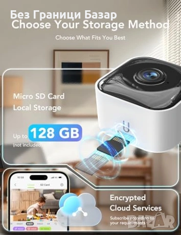 Нови 2 броя WiFi вътрешна камера 2K 3MP, Wi-Fi 6, нощно виждане, Alexа, снимка 7 - Други - 53573463