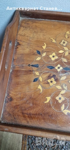 Дървен поднос с интарзия , снимка 6 - Аксесоари за кухня - 54270990