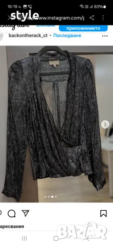 Sezane     Abelia Blouse Metallic Silver , снимка 6 - Ризи - 50434959