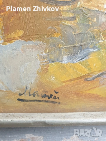 стара картина Масло на фазер , снимка 4 - Картини - 53876224