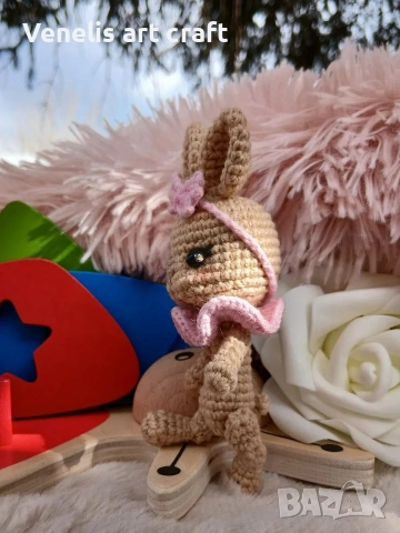 Плетено зайче за фотосесия на новородено бебе, снимка 4 - Други - 54169741