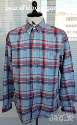 POLO RALPH LAUREN  -мъжка  карирана риза от лен размер L , снимка 7 - Ризи - 52949409