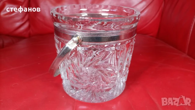 Кристална ледарка с дръжка, снимка 4 - Прибори за хранене, готвене и сервиране - 51356298