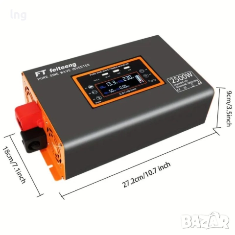 Продавам инвертор 2500W 12V към 220V с LCD дисплей, снимка 2 - Аксесоари и консумативи - 51550943