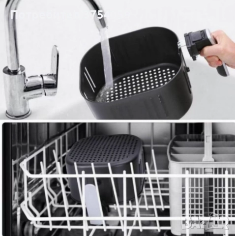 Фритюрник AirFryer Voltz, 1500W, 5л., Горещ въздух, Таймер, до 200°C, Черен, 2 ГОДИНИ ГАРАНЦИЯ, снимка 4 - Фритюрници - 52385953