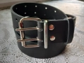 МАСИВЕН Черен колан (5 см) – ЕСТЕСТВЕНА КОЖА – Двойна катарама, снимка 3
