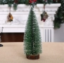 Миниатюрна декоративна изкуствена елха с поставка от дървено пънче, 30 см височина; , снимка 2