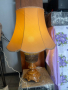 Стара нощна лампа от месинг и порцелан, снимка 2