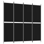 vidaXL Параван за стая, 4 панела, черен, 200x200 cм, плат（SKU:350233, снимка 1 - Паравани - 45366689