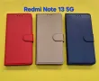 Redmi Note 13 5G калъф страничен с прегради черен син златен червен, снимка 1