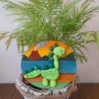 Дървено пано - подарък за дете с динозавър, снимка 1 - Пана - 45541984