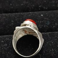 Красив сребърен мъжки  пръстен с кехлибар , снимка 4 - Пръстени - 45455742