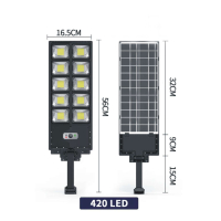 Соларна улична лампа с 420 LED диода, дистанционно, сензор за движение и фотоклетка , снимка 6 - Соларни лампи - 44989470