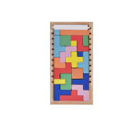 Пъзел, Дървена карта, с различни цветни форми, 12,5x25,5 см, снимка 1 - Игри и пъзели - 44938039