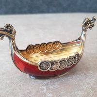 Сребърна с емайл и позлата Лодка Викингска Норвегия, снимка 5 - Антикварни и старинни предмети - 45358020