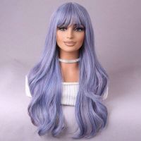 Микс от цветове лилаво синя перука с бретон, снимка 6 - Аксесоари за коса - 45709524