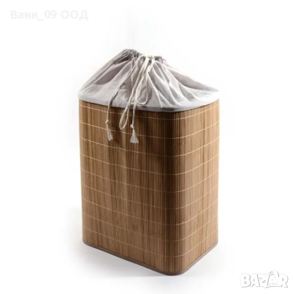 Кош за пране от бамбук и текстил , снимка 1