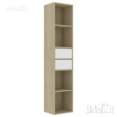 vidaXL Шкаф библиотека, бяло и дъб сонома, 36x30x171 см, ПДЧ(SKU:802872, снимка 1