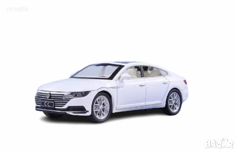 Играчка Кола, Тип VOLKSWAGEN CC, Метален, Звук и светлина, Бял, 1:32, Без кутия, снимка 1