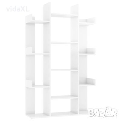 vidaXL Шкаф библиотека, бял гланц, 86x25,5x140 см, ПДЧ(SKU:808906, снимка 1
