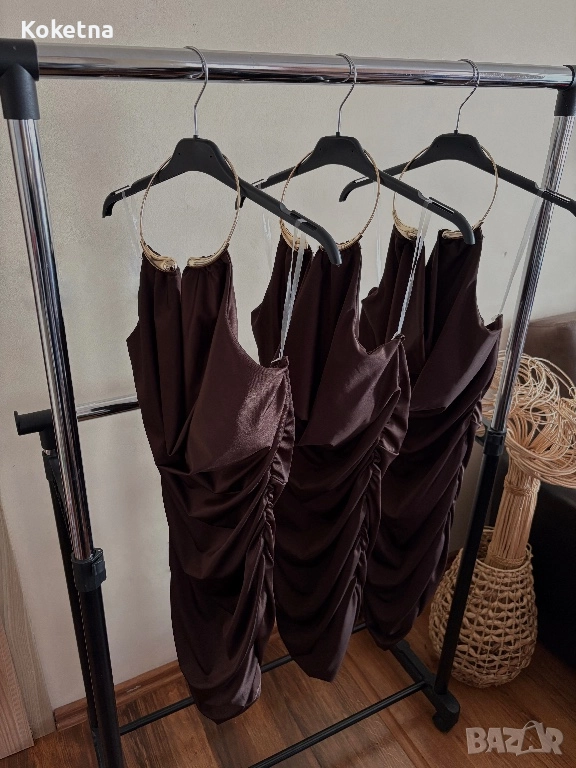 Елегантна рокля в кафяв цвят, снимка 1