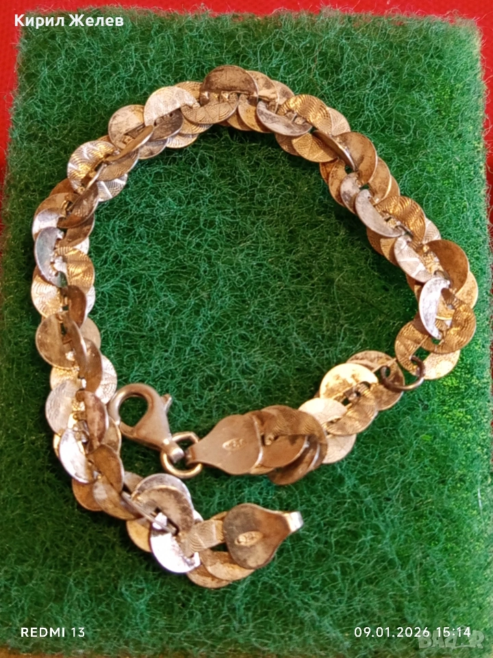 Дизайнерска сребърна гривна Italy Milor елегантно нежно бижу 52723, снимка 1