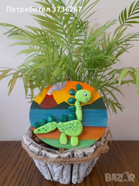 Дървено пано - подарък за дете с динозавър, снимка 1