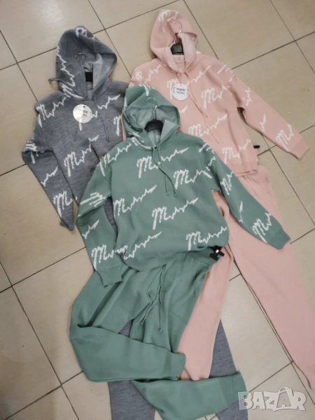 Сет от плетиво в зелен цвят - С/М размер, снимка 1