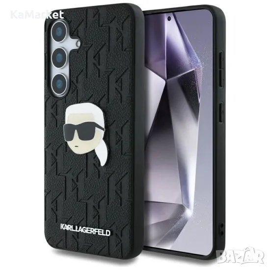 Оригинален кейс Karl Lagerfeld Monogram Pin Logo Karl Head, За Samsung Galaxy S25, Черен и Протектор, снимка 1