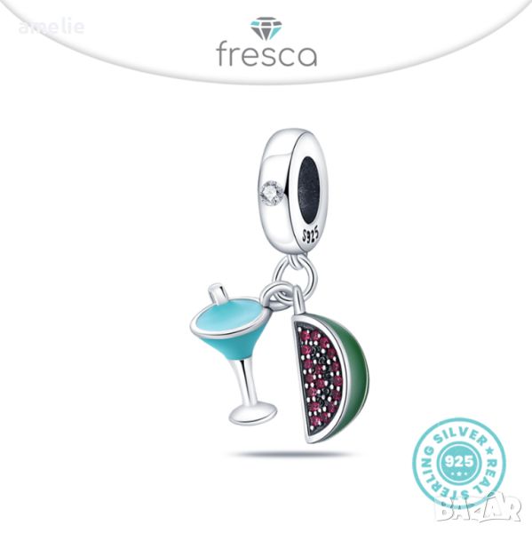 Талисман Fresca по модел Пандора 925 Pandora Cocktail with Watermelon Charm. Колекция Amélie, снимка 1