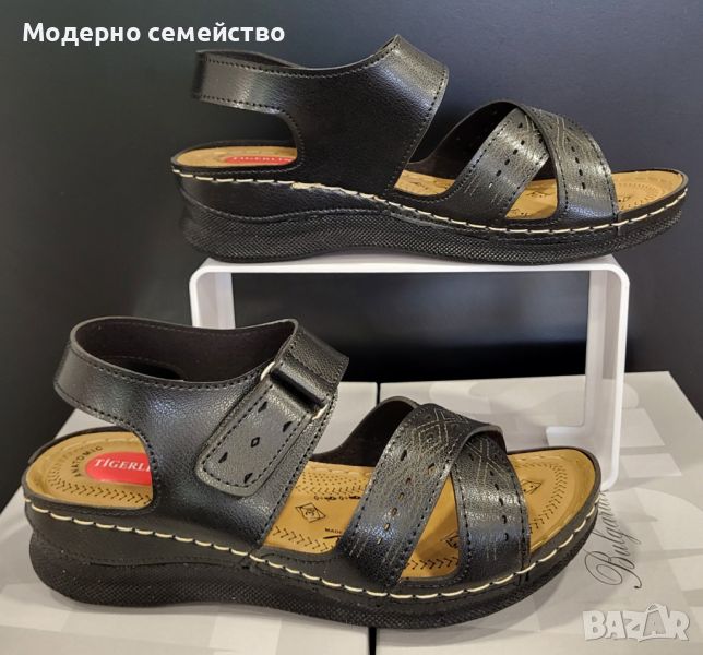 Дамски летни сандали в черно с лепка , снимка 1