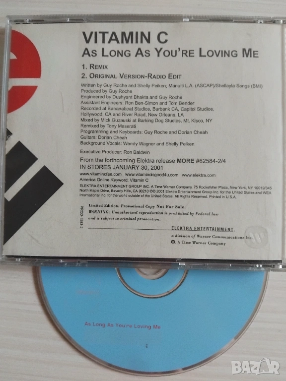 Vitamin C  ‎– As Long As You're Loving Me - оригинален диск музика, снимка 1
