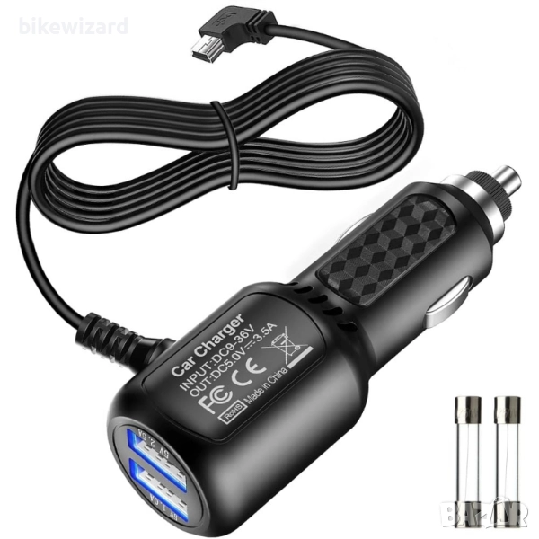 Захранващ кабел Gebildet Mini USB с два USB порта, кабел за зареждане НОВ, снимка 1