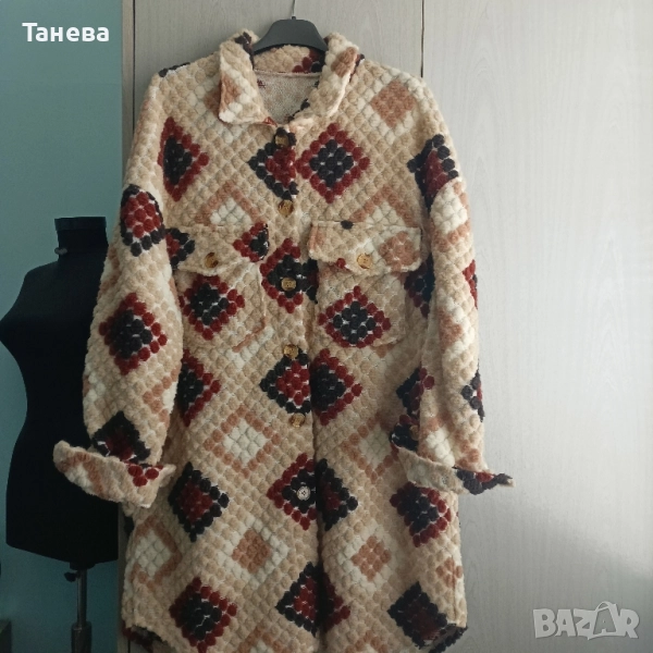 Дамски Палто -Тип Риза -Вълна , снимка 1