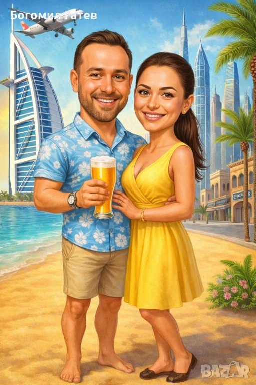 ПЕРСОНАЛИЗИРАНА КАРИКАТУРА ЗА ДВОЙКИ – JPG ФАЙЛ, снимка 1