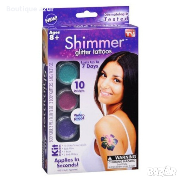 Комплект за татуировка Shimmer glitter tattoos TV271, снимка 1