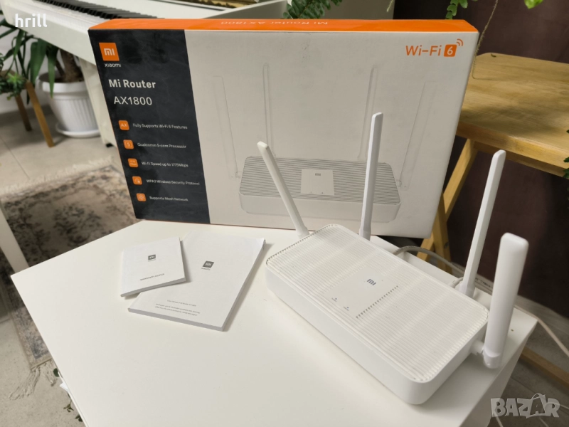 Почти нов WiFi 6 рутер Xiaomi AX1800 гигабитов двубандов бял, снимка 1