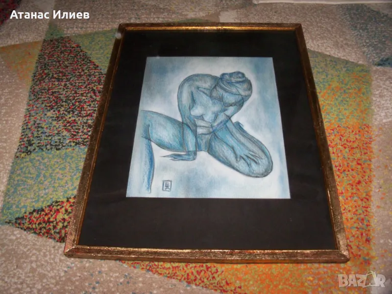 Красива картина "Голо тяло", графика, подписана, снимка 1