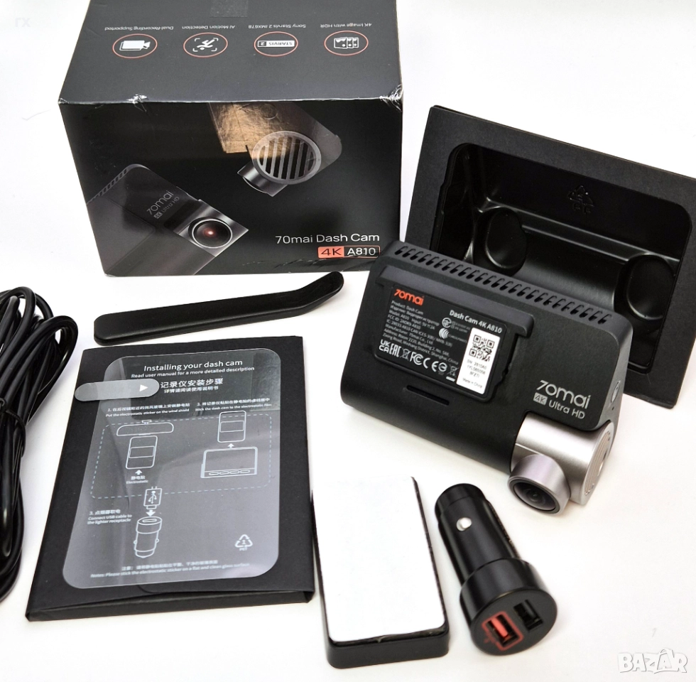 Видеорегистратор Xiaomi 70Mai Dash Cam 4K A810, снимка 1